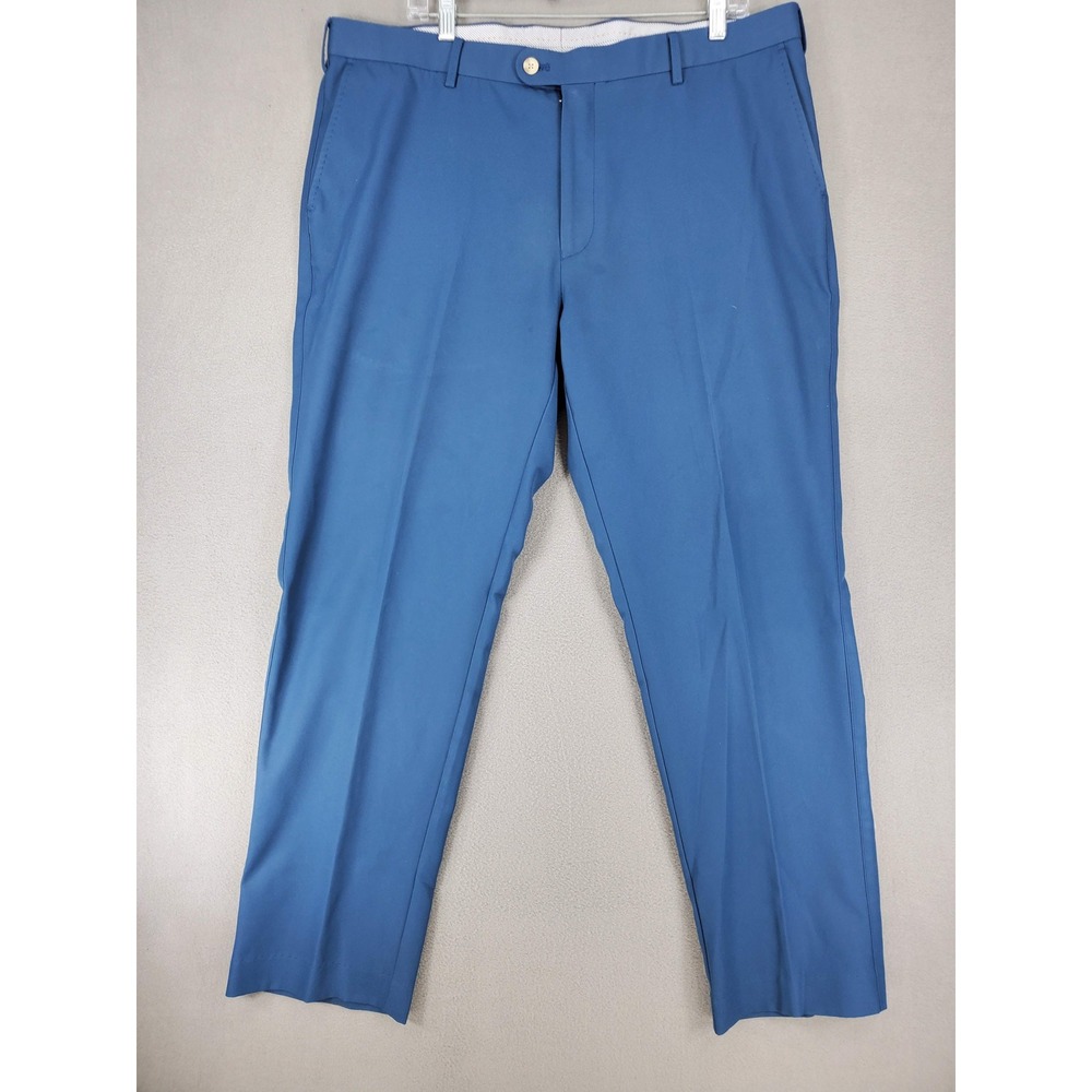 Peter Millar Crown Sport Pants 38x30 Blue Performance Golf Flat Front High Drape